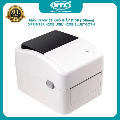 Máy in nhiệt Xprinter XP-420B USB / XP-420B Bluetooth khổ giấy K108 (108mm) chuyên in decal, tem nhãn, bill, đơn hàng