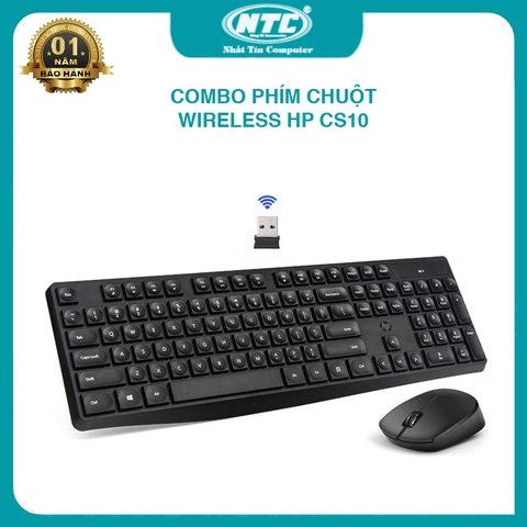 Bộ phím và chuột wireless HP CS10 bấm cực êm - thích hợp văn phòng và chơi game (Đen)