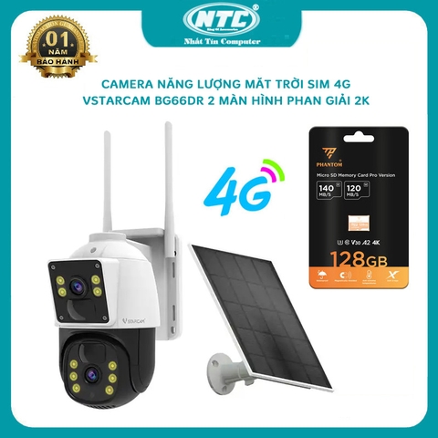 Camera ngoài trời sim 4G Vstarcam BG66DR kèm tấm năng lượng mặt trời - phân giải 2K xem 2 màn hình