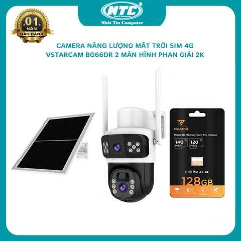 Camera sim 4G ngoài trời Vstarcam BG66ITR kèm tấm năng lượng mặt trời - phân giải 2K xem 3 màn hình