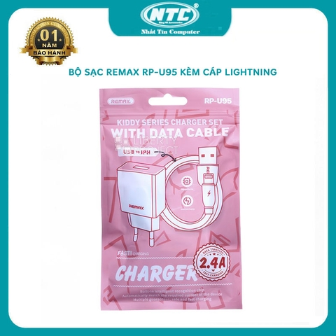 Bộ sạc Remax RP-U95 kèm cáp Lightning công suất 2.4A tương đương 12W