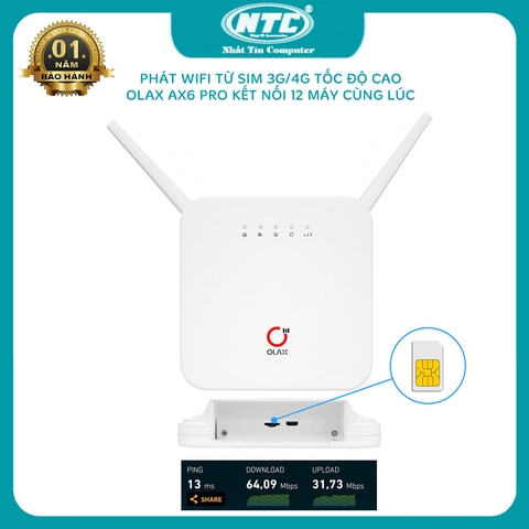 Phát wifi từ sim 4G Olax AX6 Pro tốc độ cao kết nối 24 máy cùng lúc - nguồn trực tiếp hoặc pin 4000mah (2 phân loại)