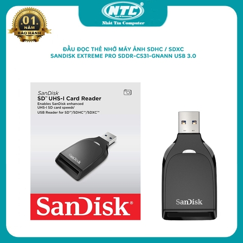 Đầu đọc thẻ nhớ máy ảnh USB 3.0 SanDisk Extreme PRO SDDR-C531-GNANN UHS-I hỗ trợ SD/SDHC/SDXC (Đen)