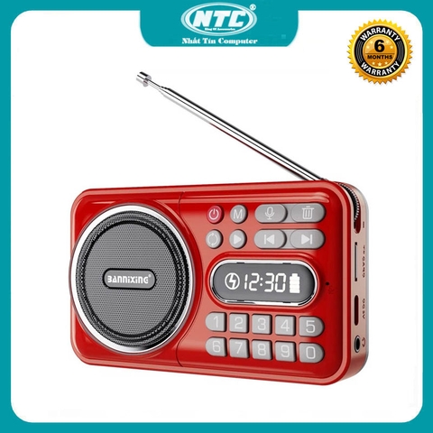 Loa FM kiêm bluetooth có ghi âm BANNIXING D-66 khe thẻ nhớ/ USB / Tai nghe - dùng pin sạc 18650