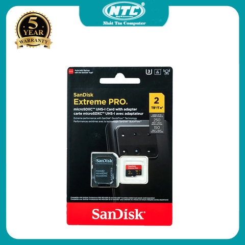 Thẻ nhớ MicroSDXC SanDisk Extreme Pro 2TB (2000 GB) V30 U3 A2 đọc 250MB/s ghi 150MB/s - phù hợp flycam, máy quay, gopro