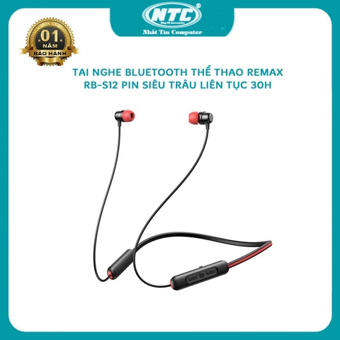 Tai nghe bluetooth thể thao Remax RB-S12 V5.3 pin 200mAh ENC - nghe liên tục đến 30 giờ