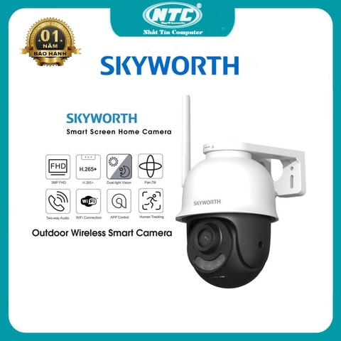 Camera IP ngoài trời Skyworth LC2308 phân giải 3MP 2304 x 1296 - đàm thoại 2 chiều quan sát màu ban đêm
