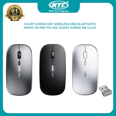 Chuột không dây pin sạc INPHIC M1 PRO slient siêu mỏng DPI 1600 - hỗ trợ bluetooth kiêm wireless (3 màu)