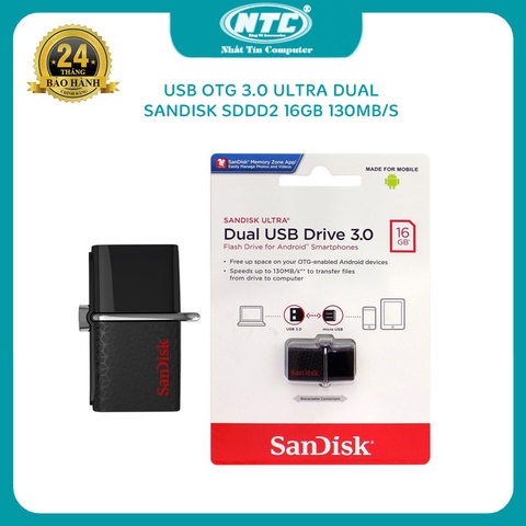 USB OTG Sandisk 3.0 Ultra Dual 16GB 130MB/s (Đen)