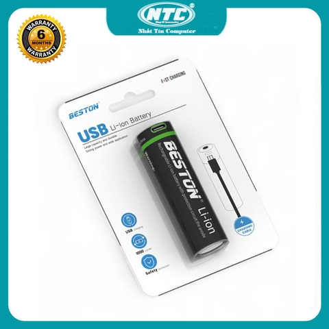 Vỉ 1 pin sạc Beston 21700 5000mAh (18500mWh) dòng Lithium-ion hiệu suất cao cổng sạc typec trên thân