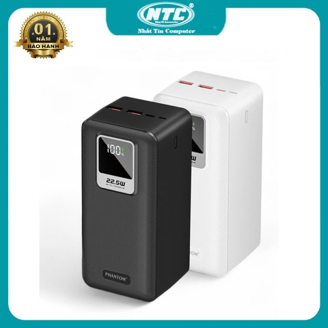 [CHỨNG NHẬN 3C] Pin dự phòng PHANTOM P72 50000mah 4 cổng sạc nhanh - Typec PD 20W USB QC 22.5W