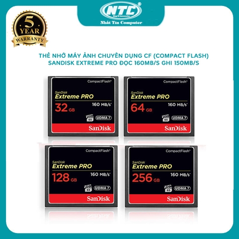 Thẻ Nhớ CompactFlash (CF) SanDisk Extreme Pro 1067X 32GB/ 64GB / 128GB / 256GB tốc độ đọc 160MB/s ghi 150MB/s (đen)