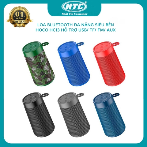 Loa bluetooth đa năng siêu trâu Hoco HC13 5W thân vỏ đan dù chắc chắn - hỗ trợ USB/TF/AUX/FM (màu ngẫu nhiên)