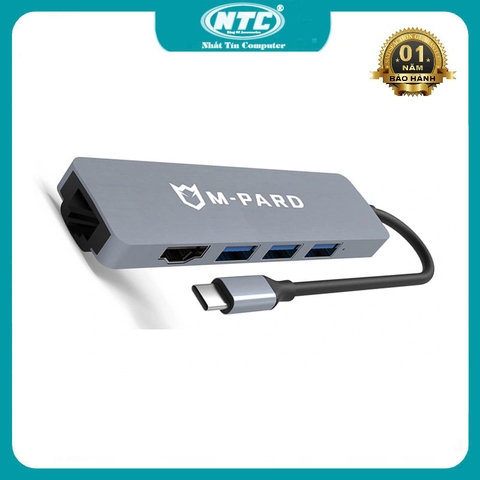 Bộ hub đa năng 5in1 M-PARD MD084 cổng TypeC ra USB 3.0 + HDMI + LAN - xuất hình ảnh phân giải 4K
