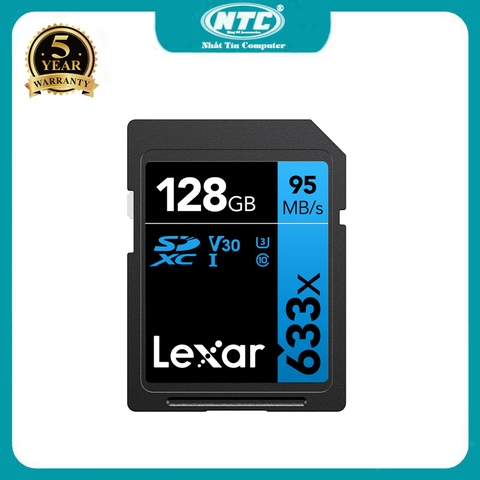 Thẻ nhớ máy ảnh SDXC Lexar 633x 128GB UHS-I U3 V30 đọc 90MB/s ghi 45MB/s LSD128GCB633 (xanh)