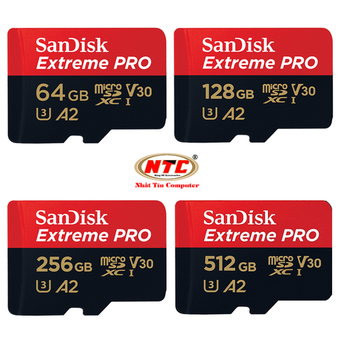 Thẻ nhớ MicroSDXC SanDisk Extreme Pro V30 U3 4K A2 64GB / 128GB / 256GB / 512GB / 1TB R200MB/s W140MB/s (Đen) - Nhất Tín Computer