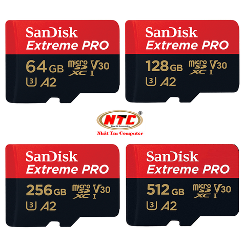 Thẻ nhớ MicroSDXC SanDisk Extreme Pro V30 U3 4K A2 64GB / 128GB / 256GB / 512GB / 1TB R170MB/s W90MB/s (Đen) - Nhất Tín Computer