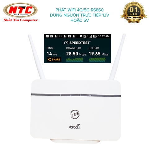 Phát wifi từ sim 4G LTE CPE RS860 nhỏ gọn - dùng nguồn trực tiếp 12V hoặc 5V (trắng)