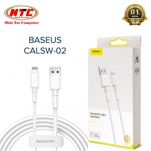 Cáp sạc lightning Baseus CALSW-02 dành cho Iphone/Ipad dài 1m max 2.4A (trắng)