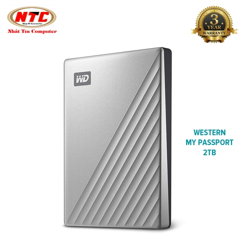 Ổ cứng di động HDD Western My Passport Ultra 2TB WDBC3C0020BSL cổng typeC 3.1 - Bảo hành 3 năm (Đen)