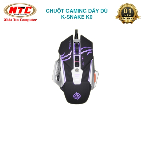 Chuột gaming cao cấp K-Snake G0 led đa màu - tích hợp switch tăng giảm độ nặng (đen)