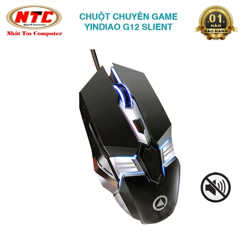 Chuột gaming Yindiao G12 led đa màu - phiên bản Silent không tiếng click (3 màu tùy chọn)