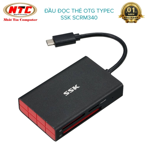 Đầu đọc thẻ nhớ typeC 3.1 SSK SCRM340 - đọc thẻ TF/SD/CF (Đen)
