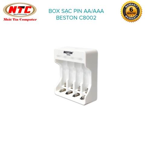 Box sạc BESTON C8002 dành cho pin AA/AAA - dây rời dễ dàng tháo lắp (Trắng)