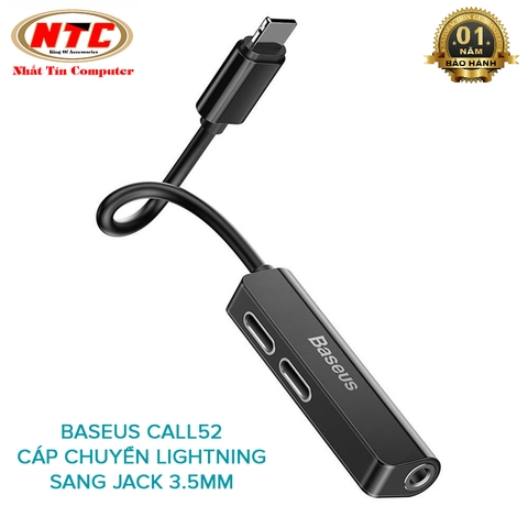 Cáp chuyển Lightning sang jack 3.5mm Baseus CALL52 (L52) - tích hợp thêm 2 cổng lightning phụ (nhiều màu)