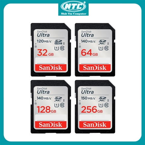 Thẻ nhớ Máy Ảnh SDXC SanDisk Ultra 32GB / 64GB / 128GB / 256GB 800x 140MB/s (Xám) - New Model - Nhất Tín Computer