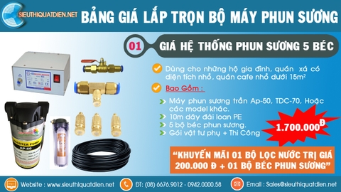 Bảng giá lắp hệ thống phun sương