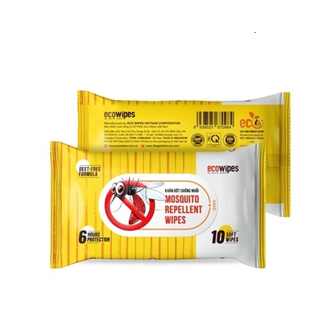 KHĂN ƯỚT CHỐNG MUỖI 10 TỜ  X 3 GÓI  ECOWIPES