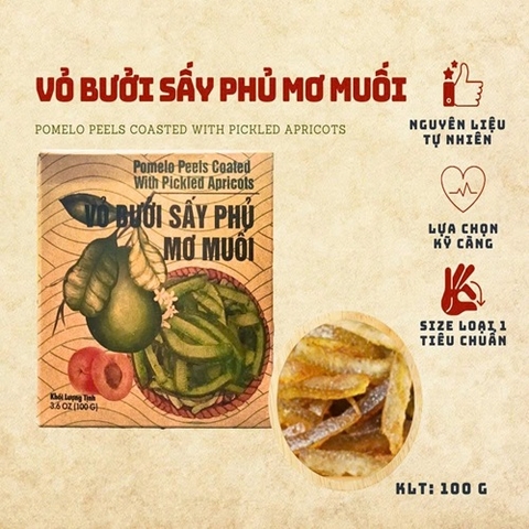 VỎ BƯỞI SẤY PHỦ MƠ MUỐI NAM XANH 100G