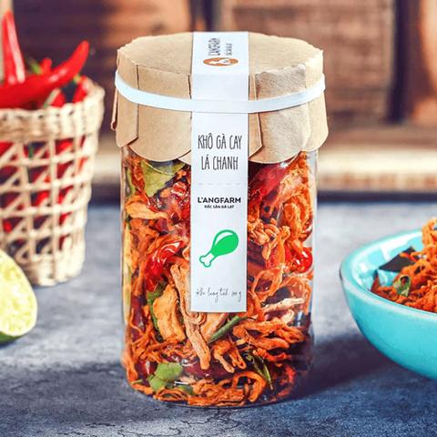 KHÔ GÀ CAY LÁ CHANH LANGFARM 100G