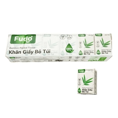 KHĂN GIẤY BỎ TÚI FUDO BAMBOO ( LỐC 12 GÓI )