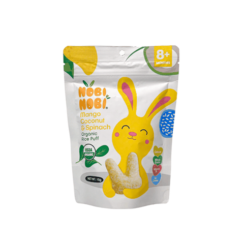 BÁNH GẠO HỮU CƠ CHO BÉ NOBI NOBI VỊ XOÀI, DỪA, RAU BINA 15G