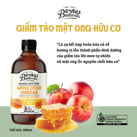 GIẤM TÁO MẬT ONG HỮU CƠ BARNES NATURALS 500ML