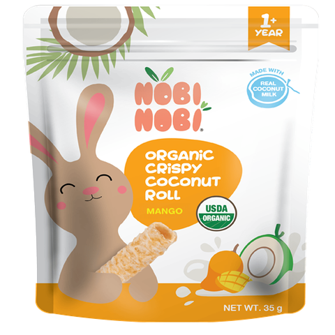 BÁNH DỪA CUỘN GIÒN HỮU CƠ NOBI NOBI VỊ XOÀI 35G
