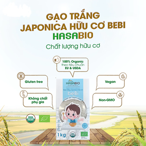 GẠO TRẮNG JAPONICA HỮU CƠ BEBI HASA BIO 1KG