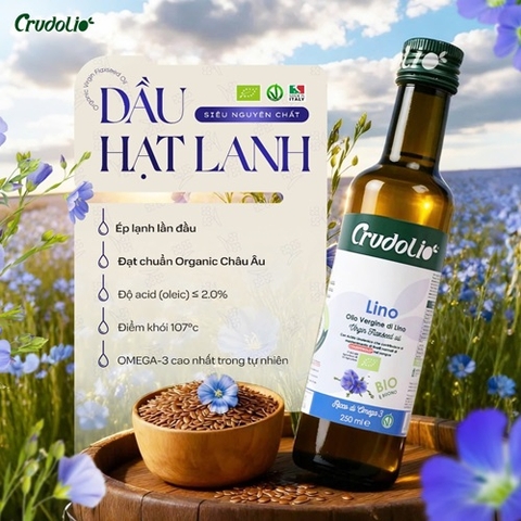DẦU HẠT LANH HỮU CƠ ÉP LẠNH CRUDOLIO 250ML