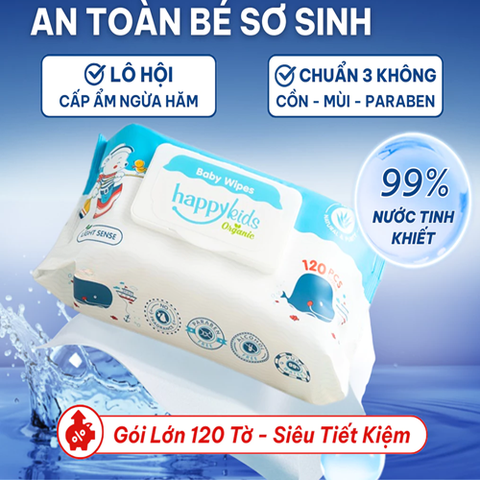 KHĂN ƯỚT EM BÉ HAPPY KIDS 120 TỜ