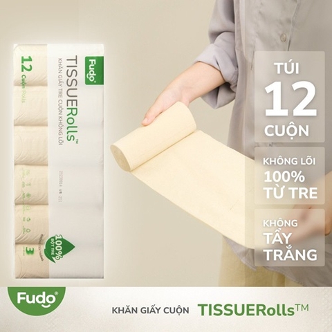 KHĂN GIẤY VỆ SINH CUỘN KHÔNG LÕI FUDO BAMBOO ( GÓI 10 CUỘN )