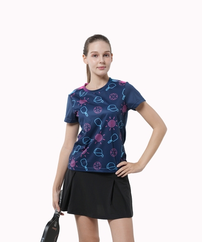 Áo T-shirt Pickleball Cross Nữ - Màu Xanh Đen
