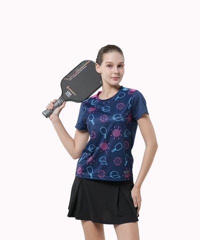 Áo T-shirt Pickleball Cross Nữ - Màu Xanh Đen