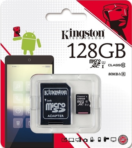 Thẻ nhớ Micro SDXC Kingston 128GB Class 10 80mb/s