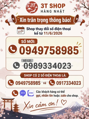 3T Shop Hàng Nhật thay đổi số điện thoại 0949758985