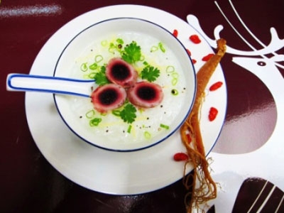 Cháo câu kỷ tử với nhung hươu