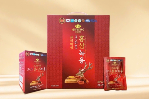 Nước Hồng Sâm Nhung Hươu Linh Chi 365 Korean Red Ginseng & Cordyceps (60 Gói/ Hộp)