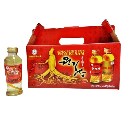 Nước Hồng Sâm Có Củ Won Ki Sam Hàn Quốc Hộp 10 Chai x 120ml