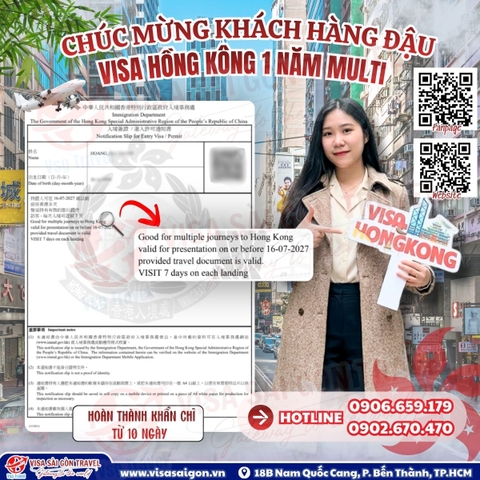 CHÚC MỪNG KHÁCH ĐẬU VISA HỒNG KÔNG MULTIPLE 1 NĂM - KHI HỒ SƠ XỊN GẶP ĐỐI TÁC XỊN!